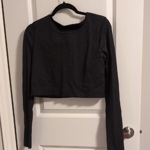 Long Sleeve Black Crop Top - Women's Casual Tee Lululemon